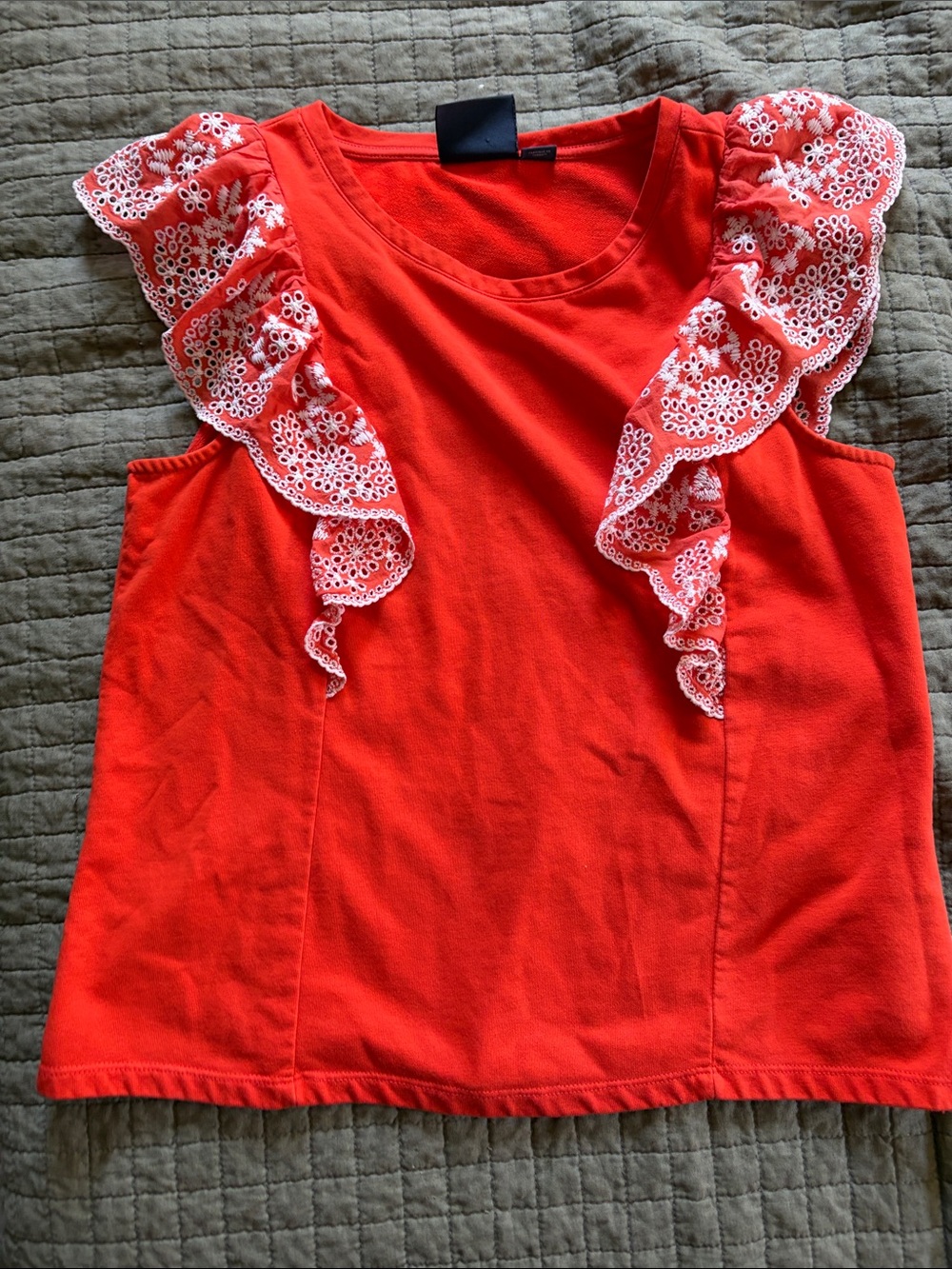 Maeve Orange Eyelet Ruffle Sleeve Shell - Picture 9 of 13